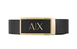 ARMANI EXCHANGE Кожаный ремень с гладкой пряжкой мужской шириной 3,2 см, Black