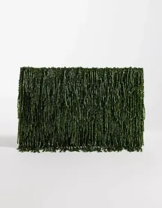Оливково-зеленый клатч-конверт с кисточками True Decadence