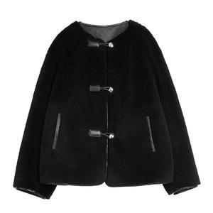 ELLE Вельветовая куртка Women's Black Crew Neck Moderate