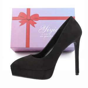 Take the Qin Тонкие каблуки на шпильке 12 см женские - черная замша 12 см (рекомендуется для широкой или полной стопы, размер больше)