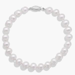 Браслет из пресноводного культивированного жемчуга 7,5 дюйма из белого золота 14 карат (7,0-7,5 мм) Blue Nile