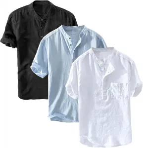 Базовый хлопковый льняной хенли с пуговицами VgueElegc