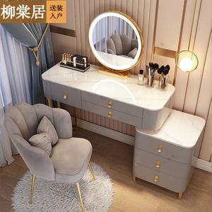 Liutangju Комод 123.71 см из массива дерева серый для спальни с каменной столешницей, зеркалом, тумбой и стулом