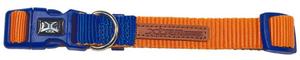 Nayeco Nylon X-Trm Double Premium, синий и оранжевый нейлоновый ошейник и поводок 36-48см х 2см Nayeco, цвет синий, оранжевый