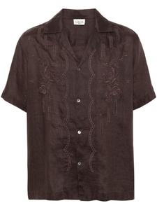 Льняная рубашка с цветочной вышивкой P.A.R.O.S.H., коричневый