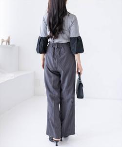 Вязаный топ с рукавами-баллонами и длиной 6/4