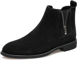 Мужские модные челси с боковой молнией, повседневные и деловые ботинки на массивном каблуке, противоскользящие, удобные, с закрытым носком, ботильоны для мужчин Generic, черный