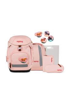 Ergobag Школьный рюкзак для начальной школы, набор из 6 предметов "Неукротимый медведь" розового цвета