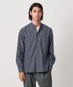 Джинсовая рубашка с воротником-стойкой United Arrows, цвет Royal