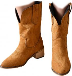 Generic Ковбойские сапоги для женщин, ботильоны, ботинки до щиколотки, ковбойские западные сапоги, сапоги средней длины, заостренный носок, короткие массивные, классические черные и коричневые