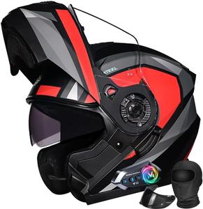 Шлем для мотоциклистов Halying, черный / красный / серый