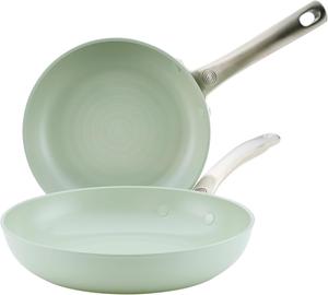 Circulon Halo с LaserDefense керамическое антипригарное покрытие набор из 2 сковород, без PFAS, для всех плит, можно мыть в посудомойке и духовке, 20 см и 25 см открытые сковороды - sage, шалфейный
