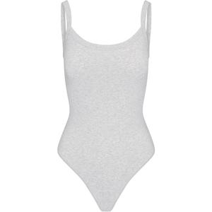 Хлопковый джемпер боди с круглым вырезом комбинезон женский LIGHT HEATHER GREY/Light Heather Skims, светло-серый