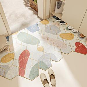 Dajiang Ковер 120х220 см из ПВХ для прихожей, грязеотталкивающий, с узором Hexagonal Glass Horizontal Pattern, Cuttable Loop Pile