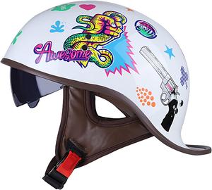 Полушлем мотоциклетный FVCNGP с принтом, белый