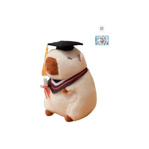 Плюшевая игрушка с милым дизайном питомца в докторской шапочке на выпускной сезон капибара высота 23см BANLI, белый