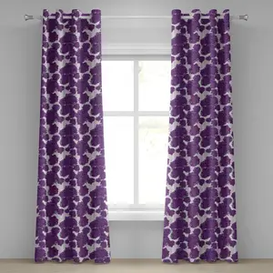 Шторы ABAKUHAUS сиреневого цвета с люверсами, необычный яркий рисунок с лепестками цветка аллиума, абстрактный рисунок пиона в викторианском стиле хиппи, декоративные двухпанельные шторы, 280 см x 175 см, цвет белый, фиолетовый