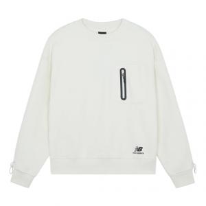Худи (WMNS) New Balance Logo Printing Solid Color Round Neck Pullover Beige Hoodie
