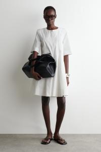 Хлопковое платье миди с оборками COS, белый