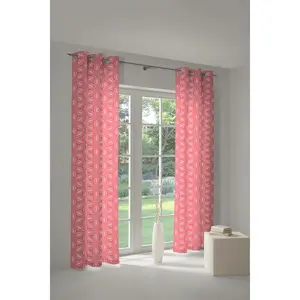 Занавес Retro Floret люверсы 1 шт. из 100% органического хлопка Adam, розовый