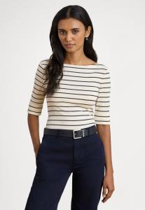 Футболка Lauren Ralph Lauren STRIPED STRETCH COTTON BOATNECK TEE, Mascarpone Cream/Lauren Navy/Off-White