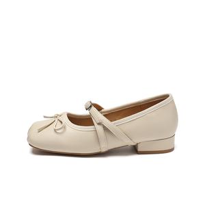 Туфли Мэри Джейн на массивном каблуке для женщин ZHR, Beige