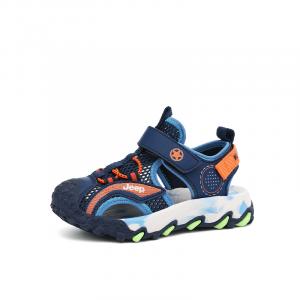 Сандалии детские, с низким верхом, дышащие, с противоскользящей подошвой, с амортизацией и износостойкостью Jeep, синий/оранжевый
