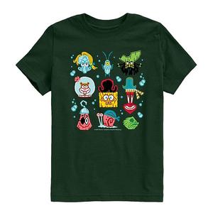 Футболка с принтом Spongebob Movie: Search for Squarepants Icons для мальчиков 8-20 Nickelodeon, Forest Green