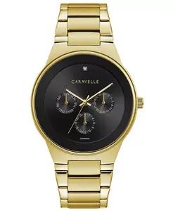 Мужские часы Bulova с бриллиантами и браслетом из нержавеющей стали золотистого тона, 40 мм Caravelle