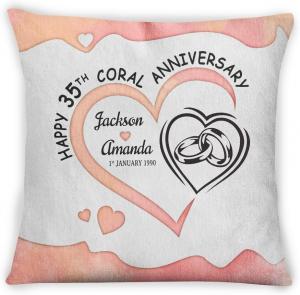 Custom Подушка декоративная квадратная с именами и кольцами Option 4