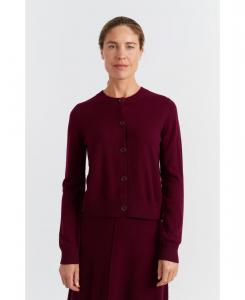 Женский укороченный кардиган с круглым вырезом из смеси шерсти и кашемира Chinti & Parker, Claret