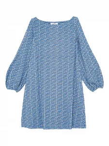 Платье с геометрическим принтом и рукавами-буфами MALIPARMI, синий