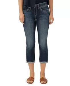 Женские джинсы-капри Suki Mid Rise Curvy Fit Silver Jeans Co., синий