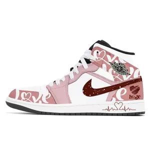 Jordan Air 1 устойчивые к истиранию кроссовки Mid Top Vintage баскетбольные Unisex Pink