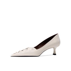 Туфли на высоком каблуке с расклешенным каблуком для женщин Shesrim, White