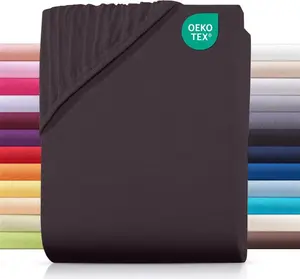Простыня на резинке 90х200 см из 100% хлопка, однотонная коричневого цвета Carpe Sonno