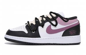 Jordan Износостойкие низкие винтажные баскетбольные кроссовки Air 1, мужские, черно-розовые