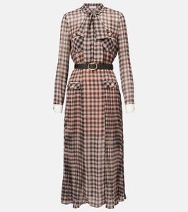 Проверенное платье миди из шифона Self-Portrait, коричневый