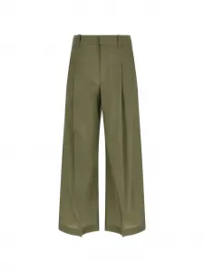 Брюки свободного кроя с двойными складками Brunello Cucinelli, зеленый
