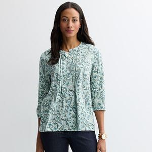 Женская блузка с защипами Croft & Barrow, Sage Fresh Paisley