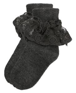 Детские многослойные кружевные носки-колпачки из хлопковой смеси для девочек MeMoi, Light gray