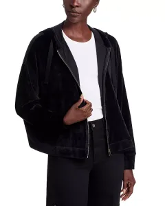 Велюровая толстовка на молнии спереди Majestic Filatures, черный