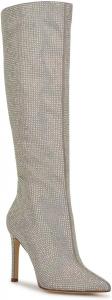 Женские сапоги Nine West Tysh с острым носком и стразами до колена, Grey Shimmer Suede