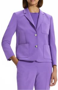 Суженный однобортный блейзер яркого пионового цвета Theory, Bright Peony