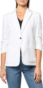 Женский блейзер Calvin Klein на одной пуговице с рукавами 3/4 и сборками, White Cream