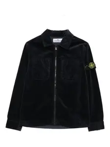 Вельветовая толстовка на молнии Stone Island Junior, синий