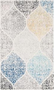 Ковер SAFAVIEH, 69 x 122 см, Madison Collection, Ivory & Blue, Glam Ogee Trellis Distressed Design, Non-Shedding & Easy Care, для прихожей, гостиной, спальни (MAD604D)