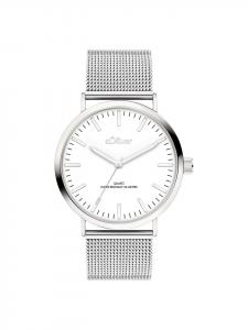 s.Oliver Классические большие наручные часы с сетчатым ремешком, серебристый цвет