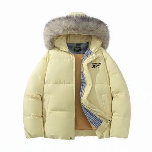 Пуховик Unisex с капюшоном, утепленный стеганый Reebok, светло желтый