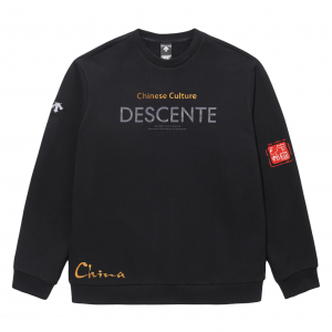 Descente Толстовка унисекс, черные, с круглым вырезом, средней толщины, стандартного размера